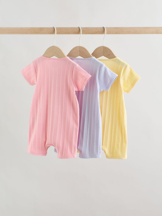 Bright 3 Pack Two Way Zip Baby Romper (0mths-3yrs) image 2
