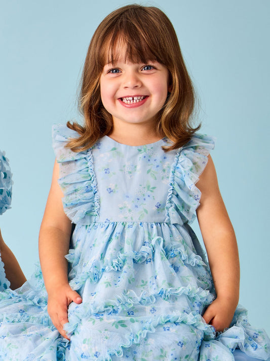 Dsiney Kidz - JoJo Maman Bébé Bright Blue Tulle Ruffle Party Dress image 2