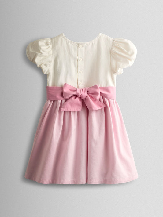 Dsiney Kidz - JoJo Maman Bébé Mid Pink Smocked Satin Party Dress image 2