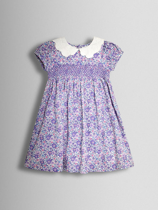 JoJo Maman Bébé Lilac Floral Broderie Collar Party Dress image 2