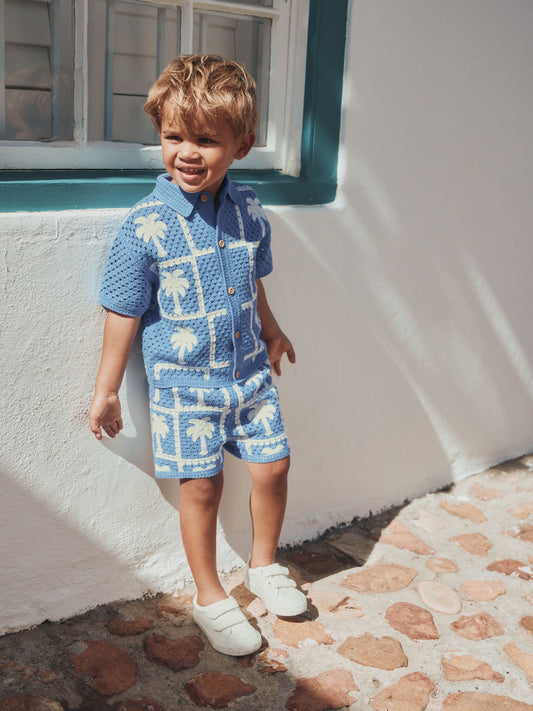 Bright Blue Crochet Palm Tree Set (12mths-7yrs) image 2