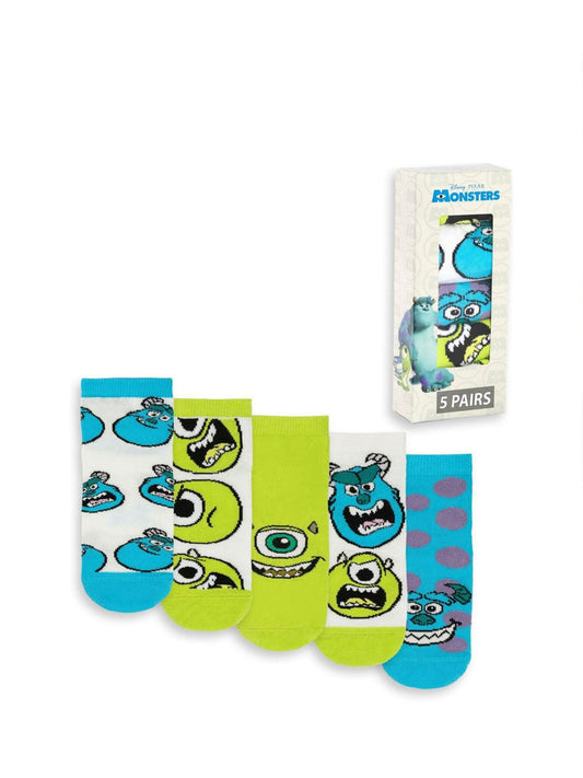 Disney Kidz - Vanilla Underground Green Disney Monsters Inc Unisex Kids Green Mike & Sully Calf Socks Set of 5 image 1