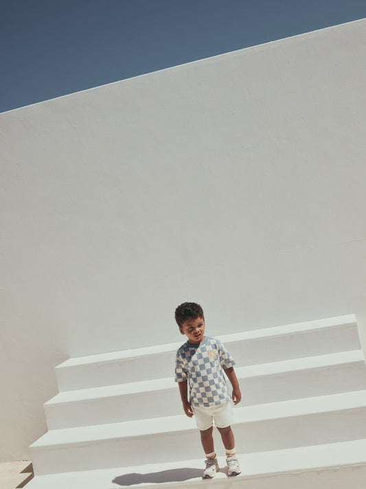 Blue/White Checkerboard Sun Short Sleeve All-Over Print T-Shirt (3 Month-7 Years) (3mths-7yrs) image 2