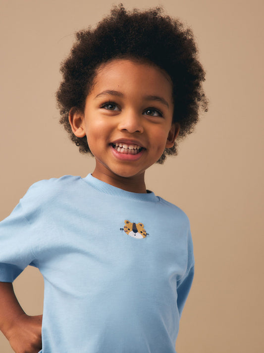 Light Blue Tiger Short Sleeve Small Graphic T-Shirt (3mths-7yrs) image 2