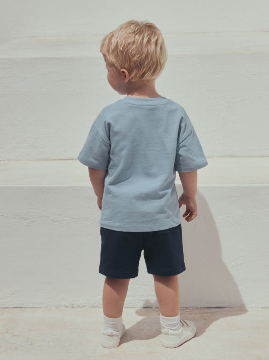 Blue Diagonal Stripe Short Sleeve T-Shirt and Shorts Set (3mths-7yrs) image 2