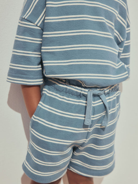 Blue Stripe Short Sleeve All-Over Print T-Shirt and Shorts Set (3mths-7yrs) image 2