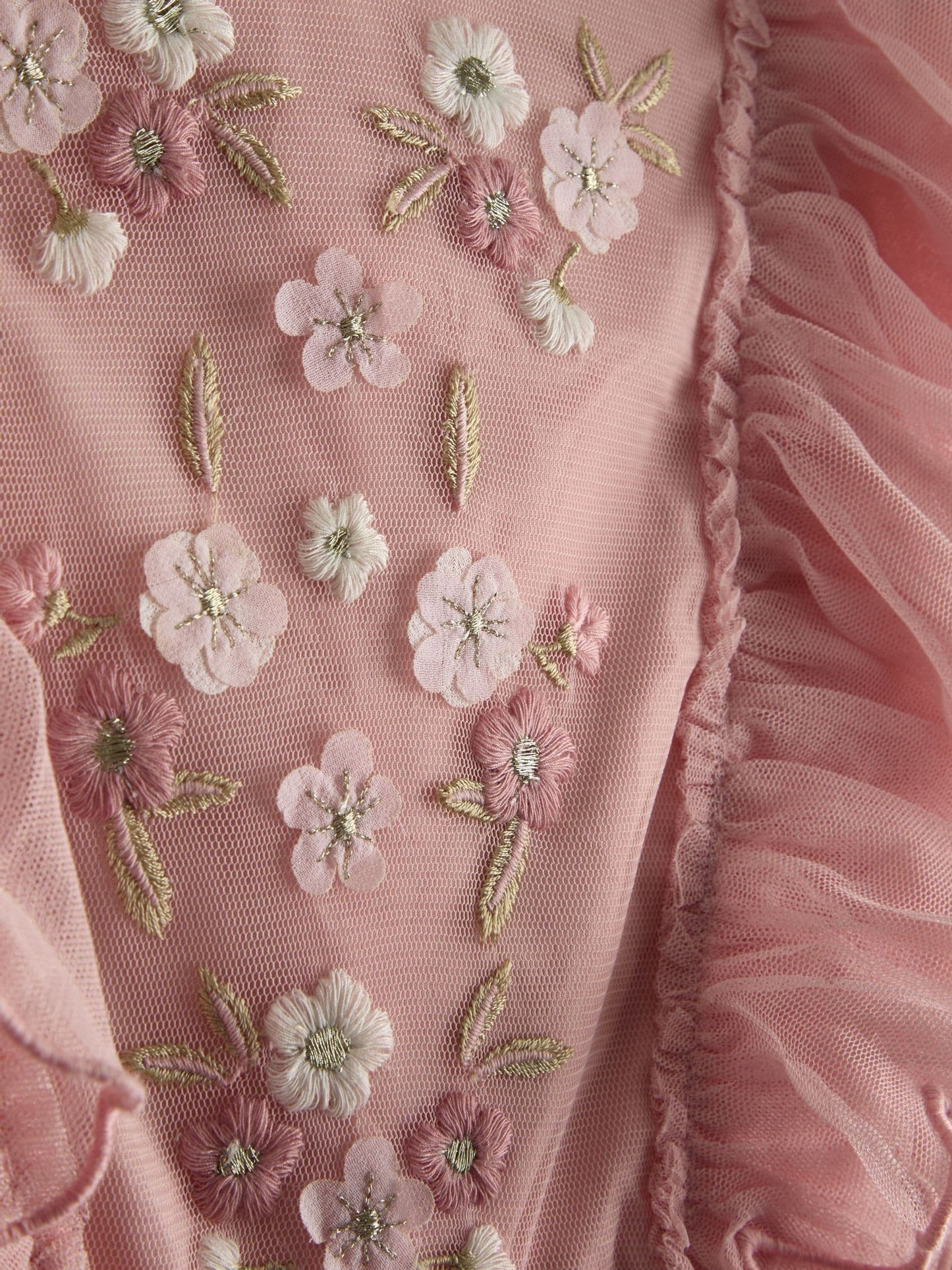 JoJo Maman Bébé Light Pink Tulle Embroidered Party Jumpsuit image 4