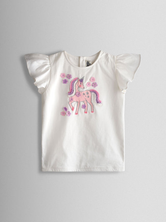 Dsiney Kidz - JoJo Maman Bébé Lilac Purple Unicorn Appliqué T Shirt & Tulle Skirt Set image 2