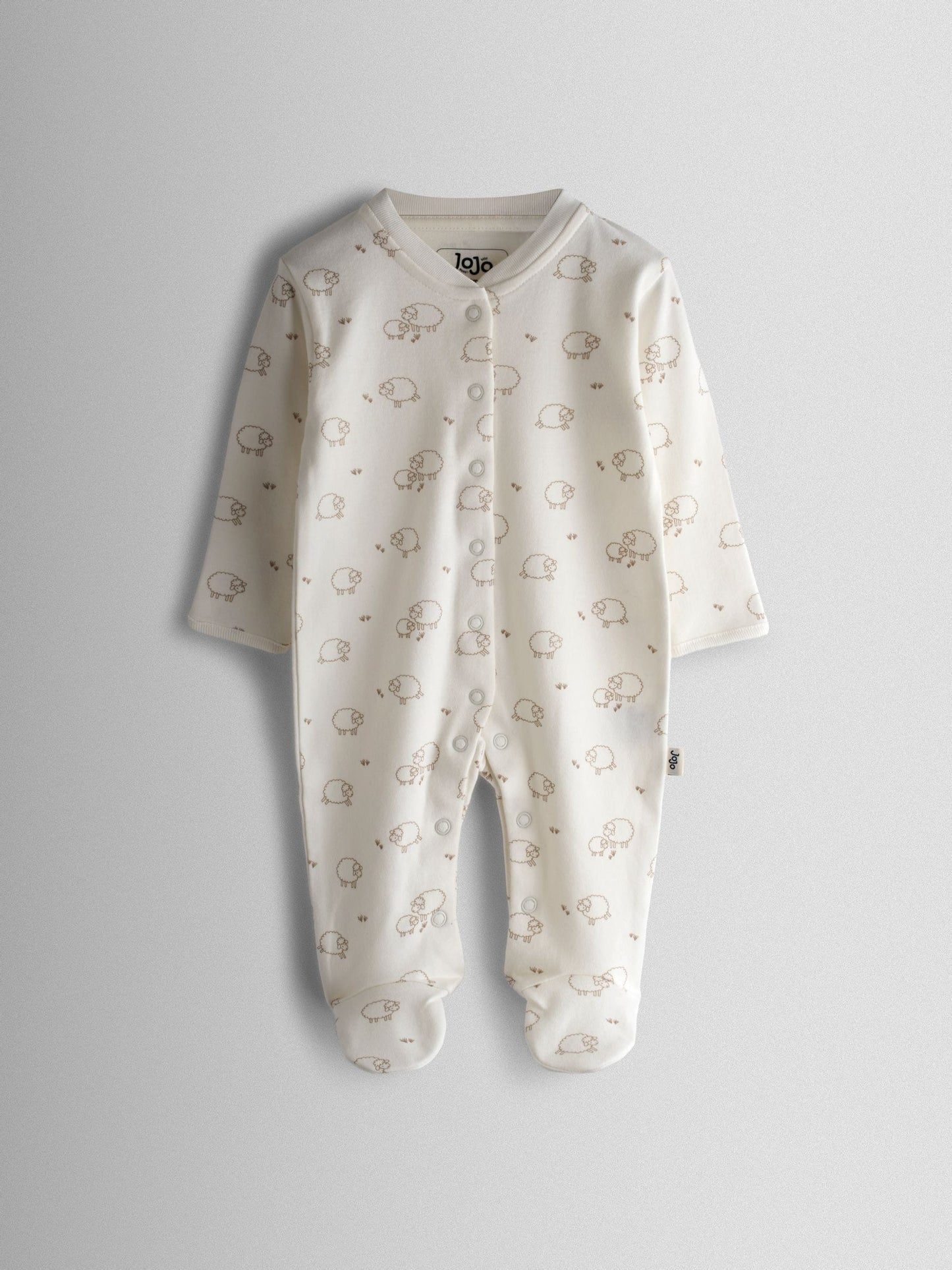 JoJo Maman Bébé Green Sheep Cotton Footed 3 Pack Sleepsuit image 6