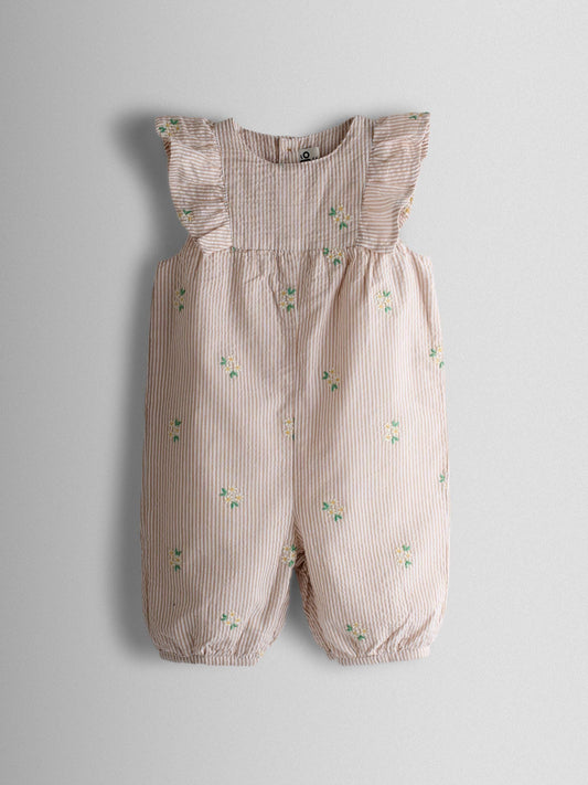 JoJo Maman Bébé Natural Frill Shoulder Embroidered Romper image 2