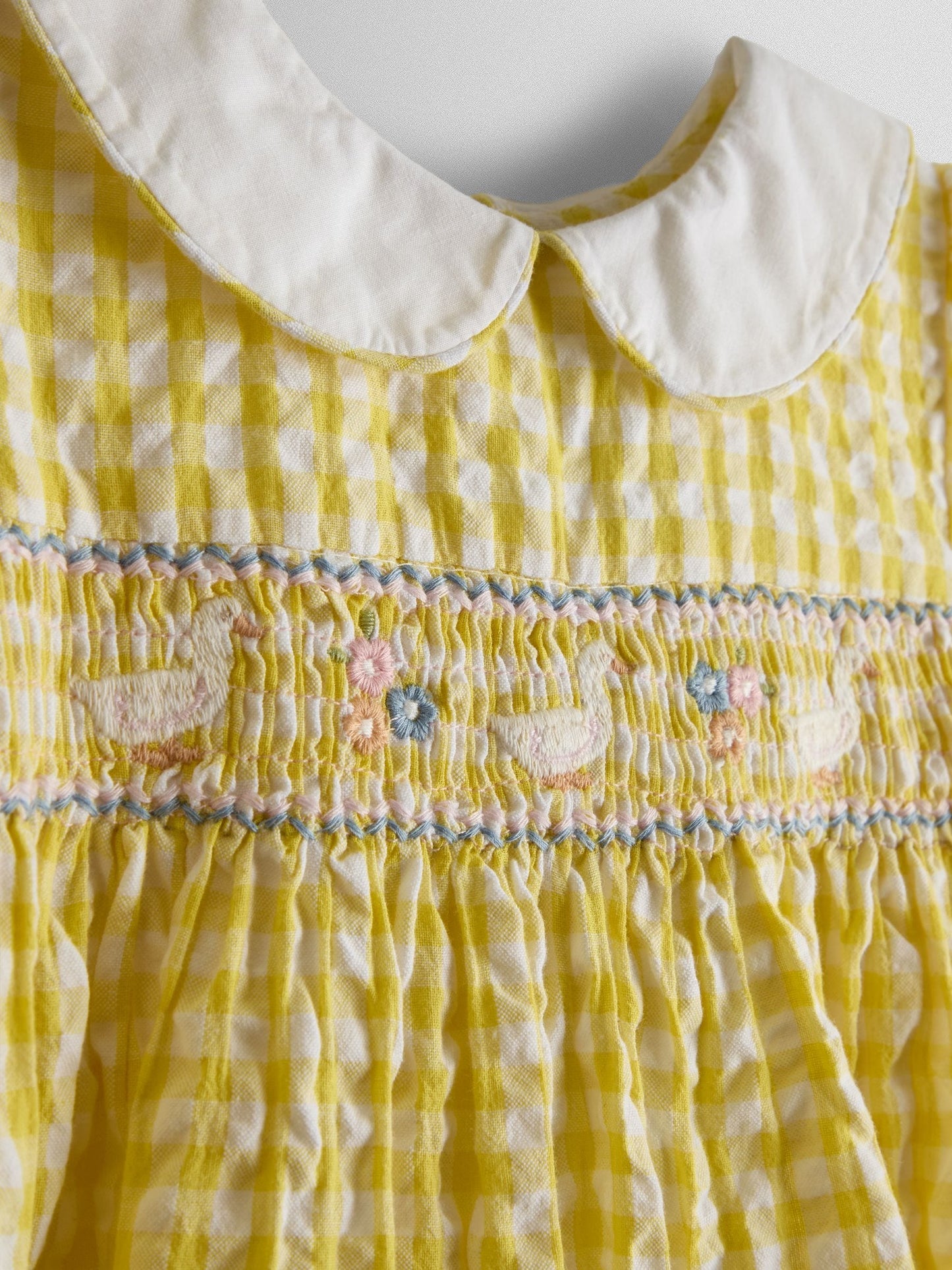 Dsiney Kidz - JoJo Maman Bébé Yellow Duck Appliqué Smocked Dress image 8