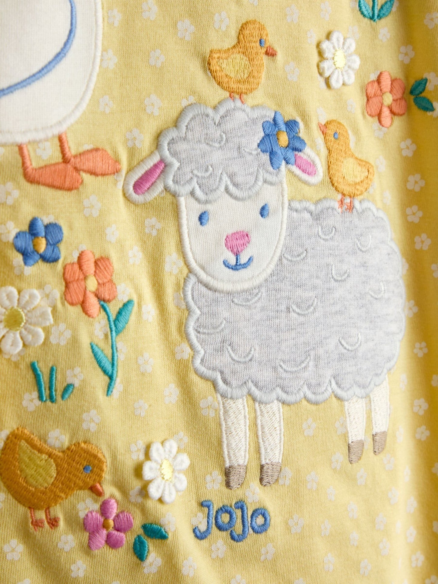 Dsiney Kidz - JoJo Maman Bébé Yellow Lamb Appliqué Frill Shoulder T-Shirt image 3