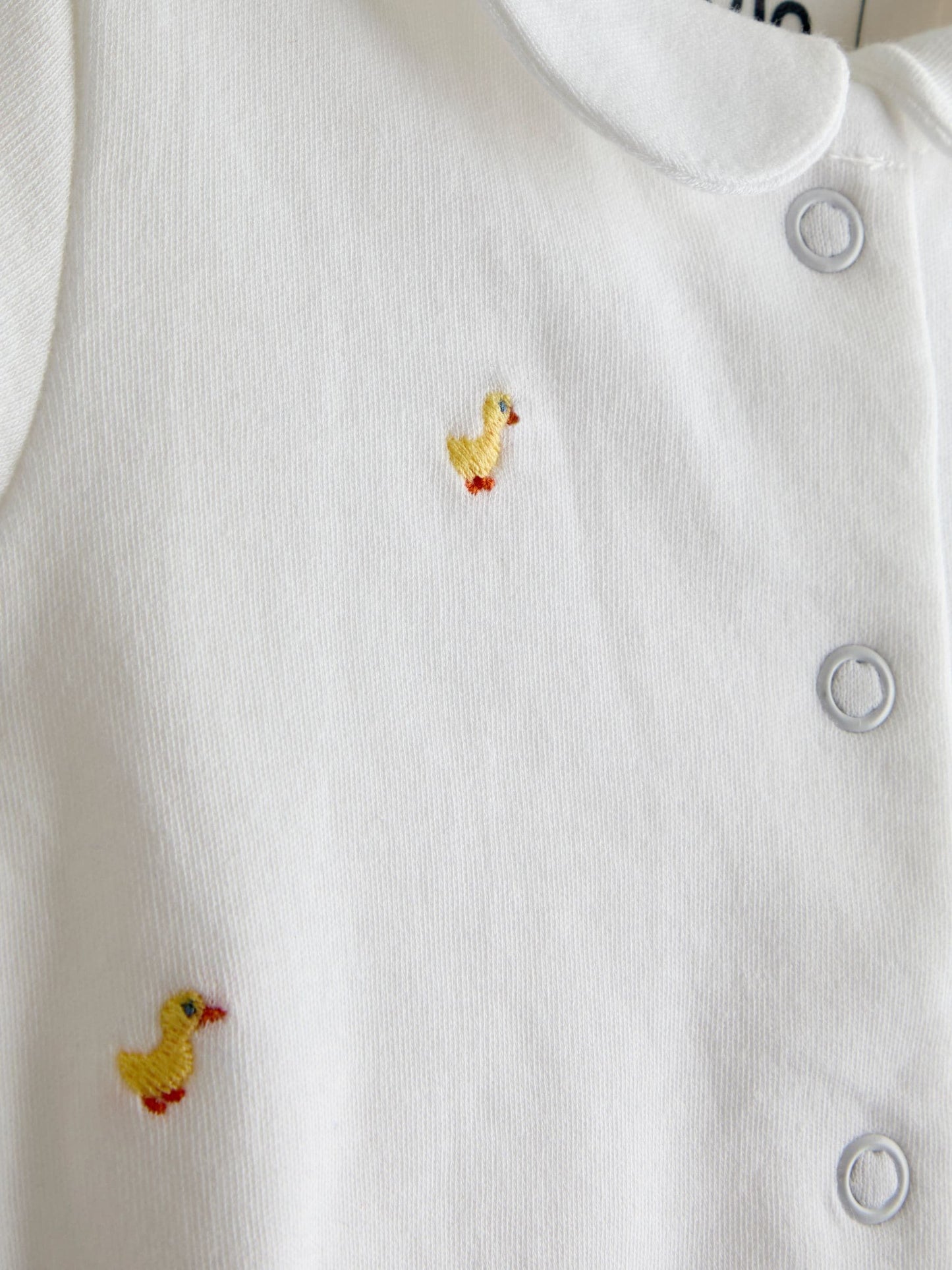 JoJo Maman Bébé White Duck Cotton Short Sleeve Sleepsuit image 5