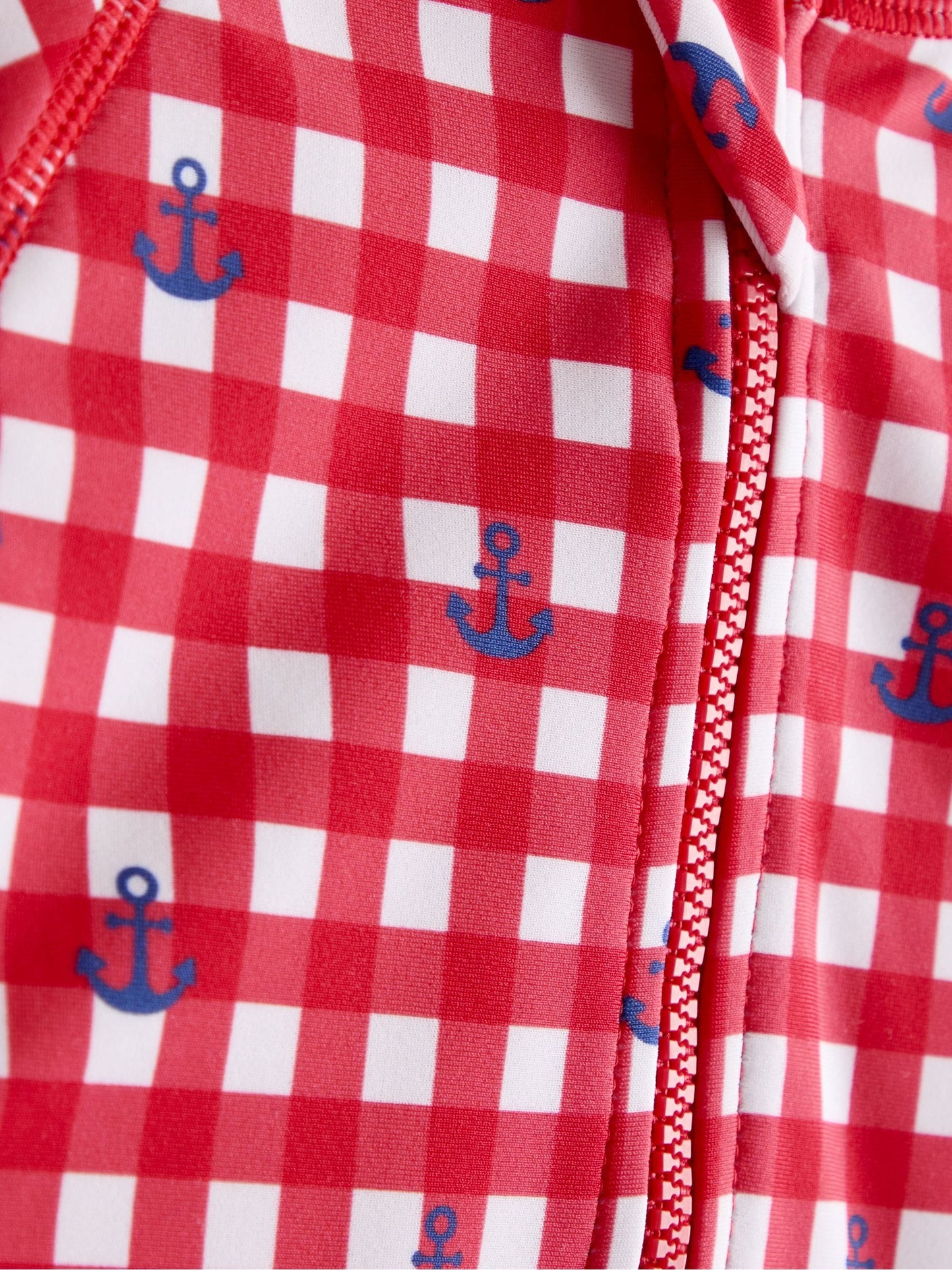 JoJo Maman Bébé Red Gingham Nautical Long Sleeve Sunsafe Swimsuit image 3