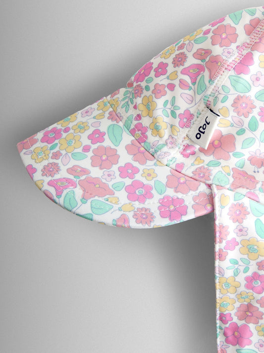 JoJo Maman Bébé Neon Ditsy Floral UV Sun Protection Swim Hat image 2