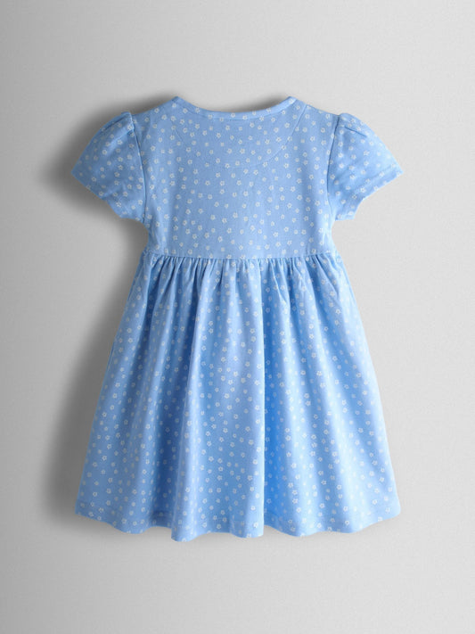 Dsiney Kidz - JoJo Maman Bébé Light Blue Sunflower Appliqué Pockets Button Front Dress image 2