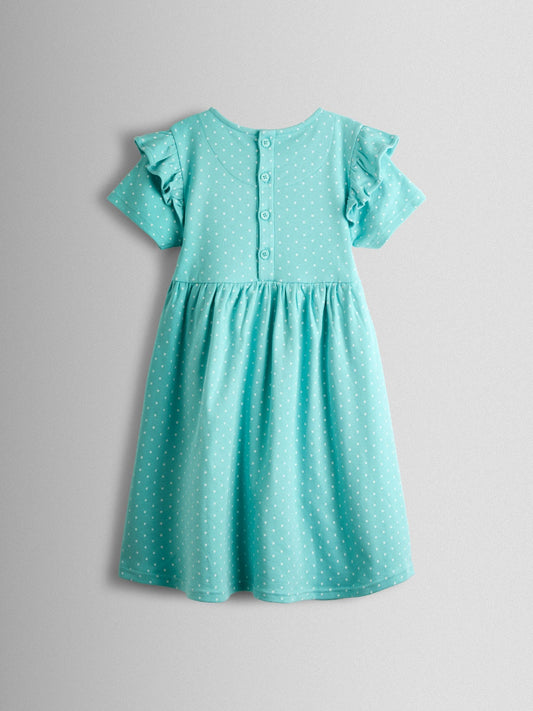 Dsiney Kidz - JoJo Maman Bébé Duck Egg Blue Bunny Appliqué Frill Short Sleeve Dress image 2
