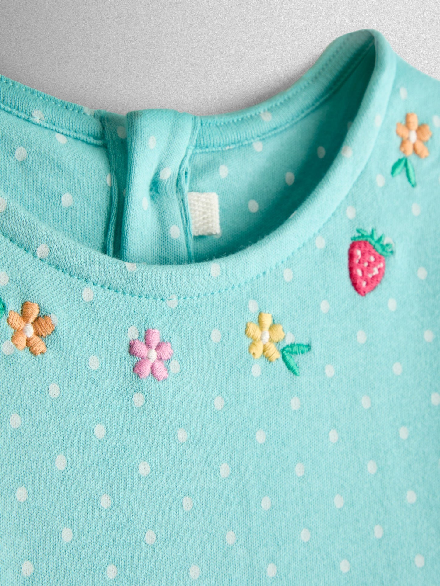 JoJo Maman Bébé Duck Egg Blue Bunny Appliqué Frill Short Sleeve Dress image 3