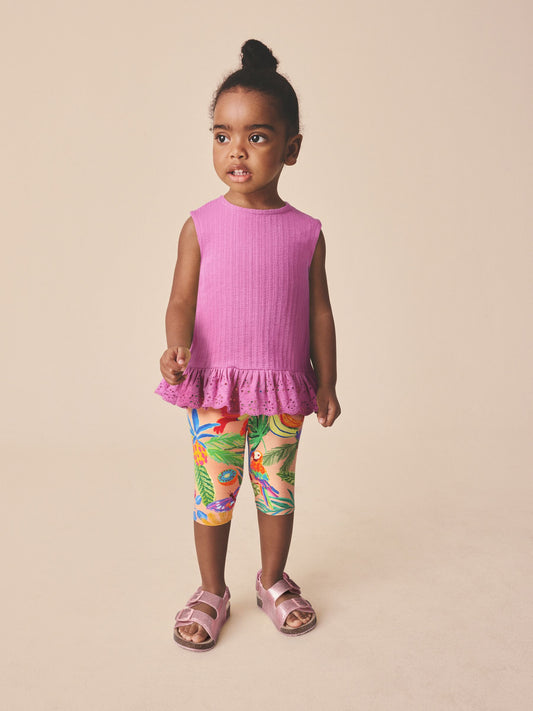 Pink Fruit Print Crop Leggings (3mths-7yrs) image 2