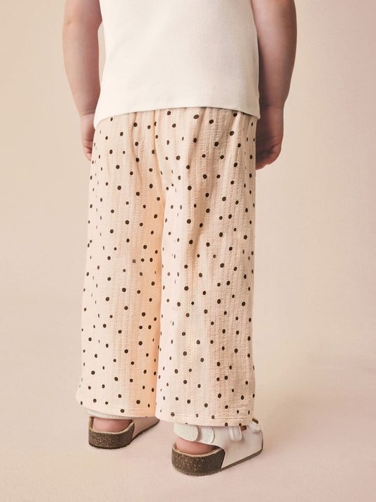 Ecru Mono Spot Wide Leg Trousers (3mths-7yrs) image 2