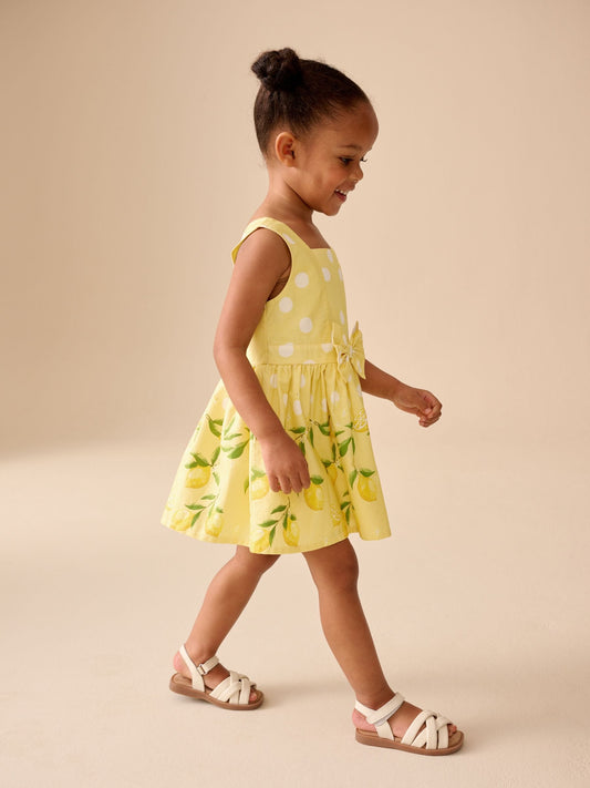 Yellow Lemon Spot Bow Front Prom Dress (3mths-8yrs) image 2