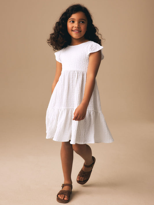 Dsiney Kidz - White Angel Sleeve Crinkle Dress (3-16yrs) image 2