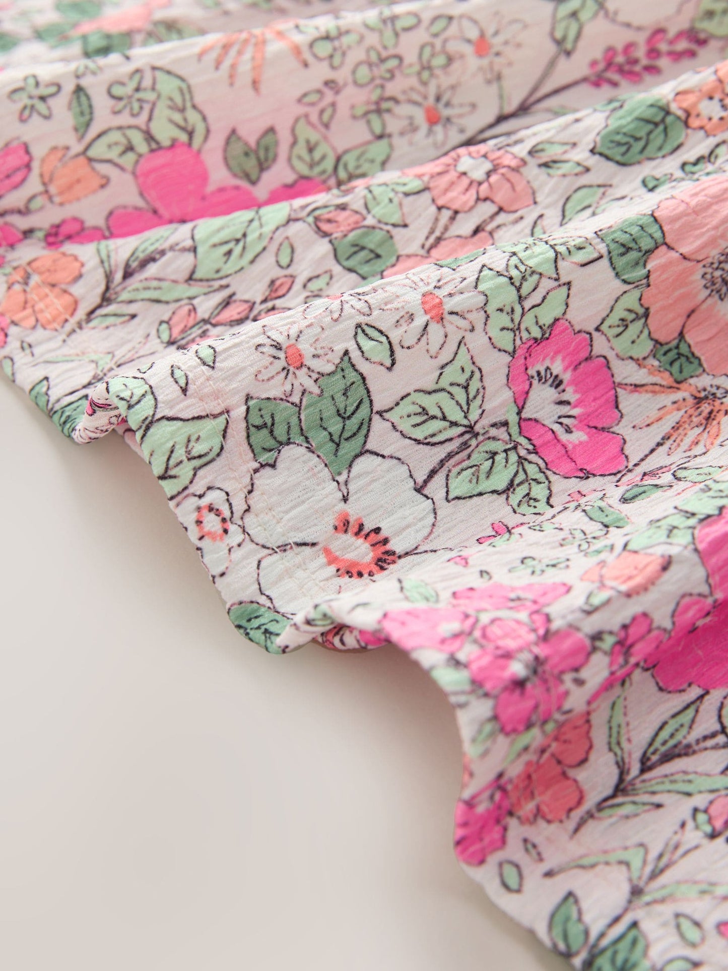 Pink Flower Print Strappy Crinkle Summer Dress (3-16yrs) image 8