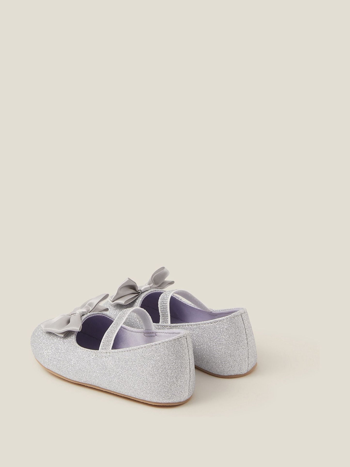 Monsoon Silver Baby Bow Glitter Walker Shoes image 3