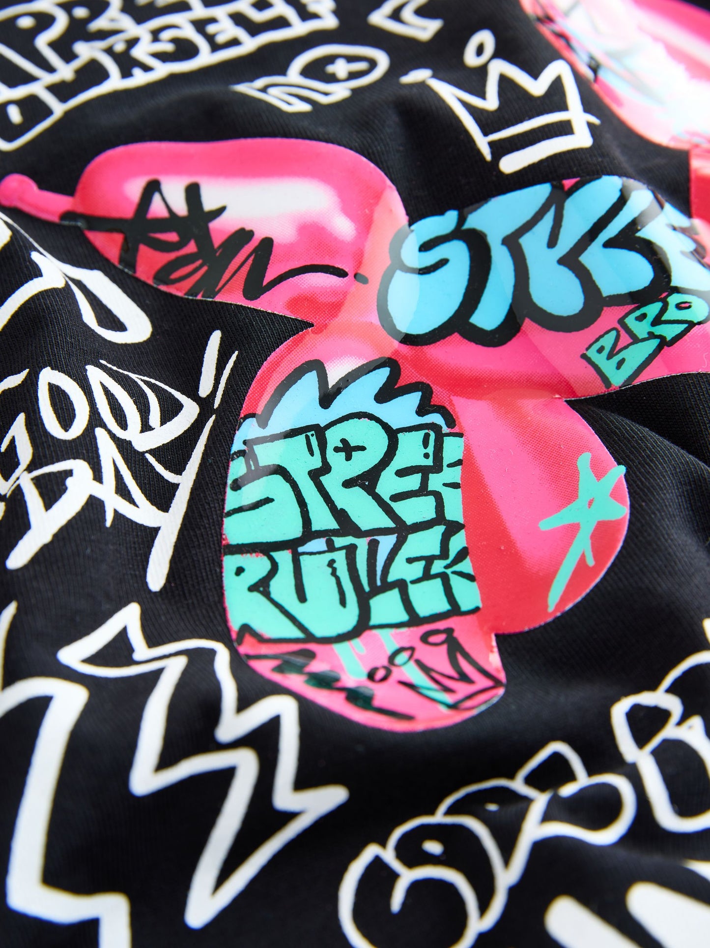 Dsiney Kidz - Black Graffiti Balloon Short Sleeve Graphic T-Shirt (3-16yrs) image 6