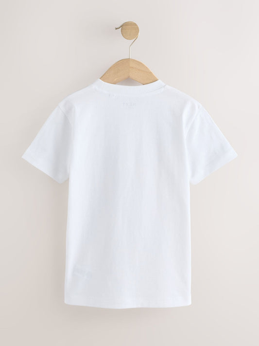 Dsiney Kidz - White/Gold Short Sleeve Graphic Football T-Shirt (3-16yrs) image 2