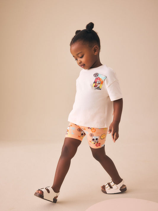 Dsiney Kidz - Ecru White Beach Minnie Mouse Cycle Shorts Set (3mths-7yrs) image 2