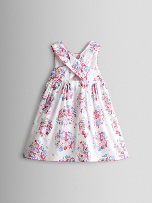 Dsiney Kidz - JoJo Maman Bébé White Unicorn Cross Back Sundress image 2