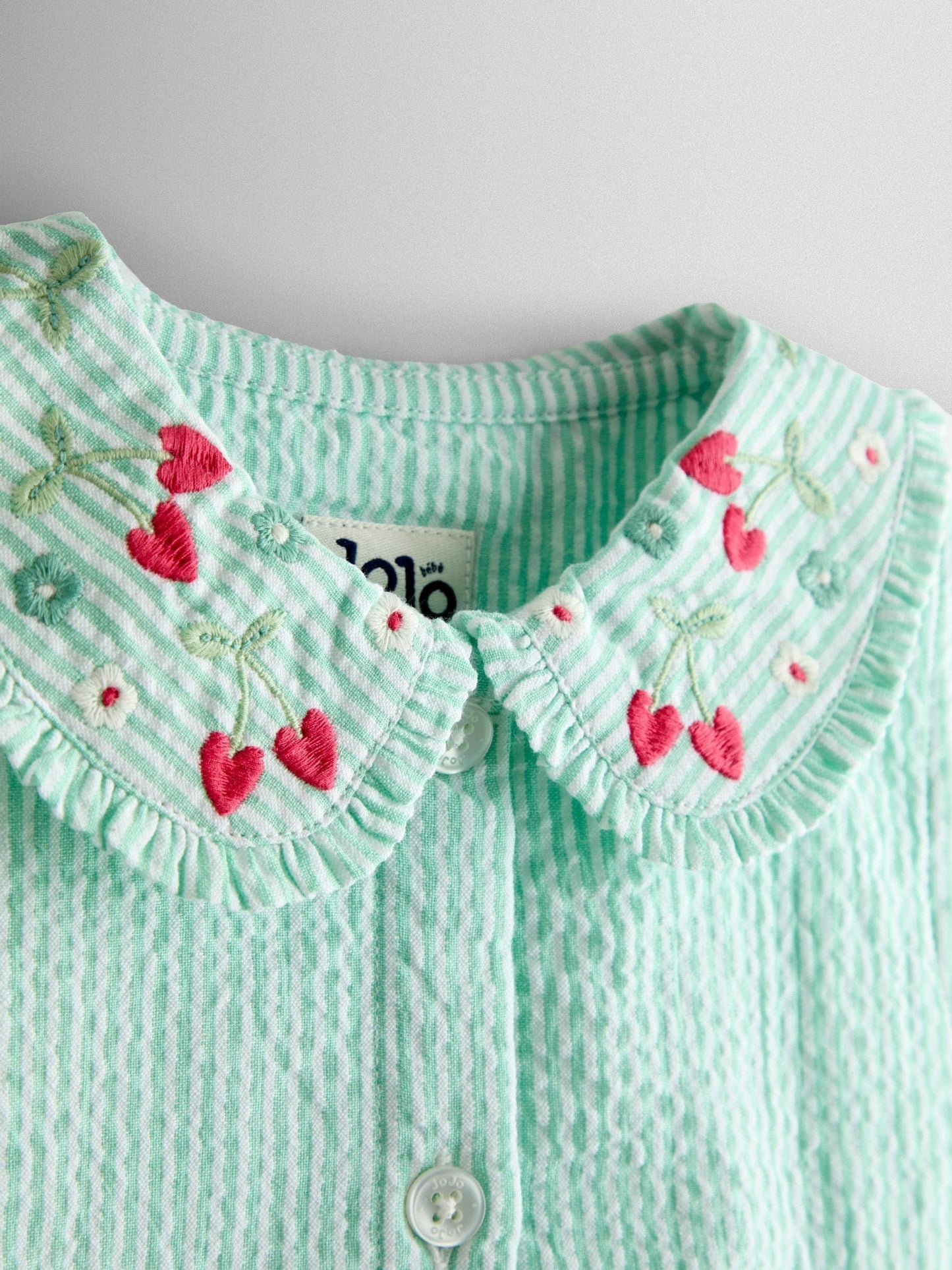 Dsiney Kidz - JoJo Maman Bébé Green Flower Embroidered Collared Sleeveless Button Through Dress image 3