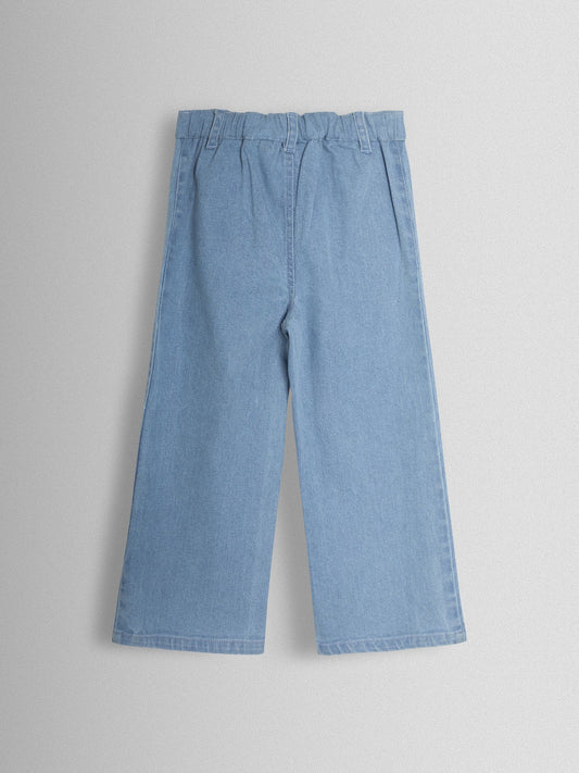 Dsiney Kidz - JoJo Maman Bébé Denim Blue Wide Leg Patch Pocket Denim Trousers image 2