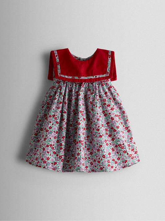 Dsiney Kidz - JoJo Maman Bébé Red Ditsy Floral Sailor Baby Dress image 2
