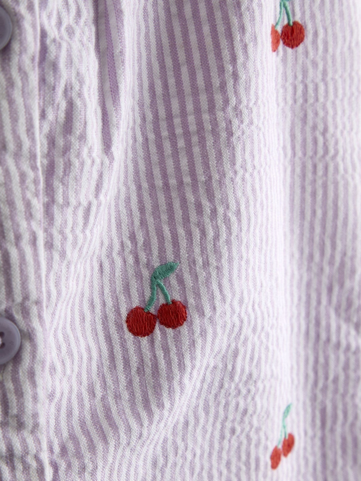 JoJo Maman Bébé Purple Cherry Button Front Embroidered Romper image 3