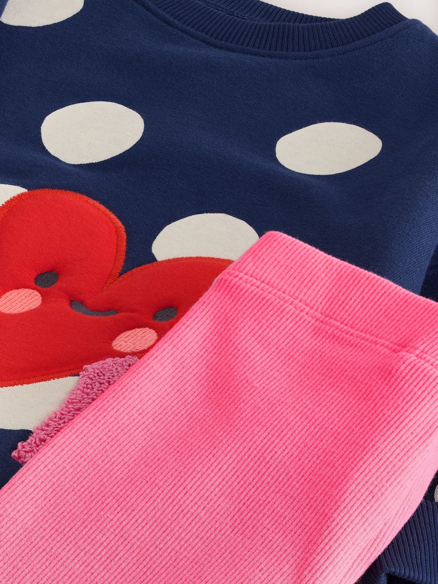 Navy Blue Polka Dot Heart Crew Neck Sweatshirt & Shorts Set (3mths-7yrs) image 8