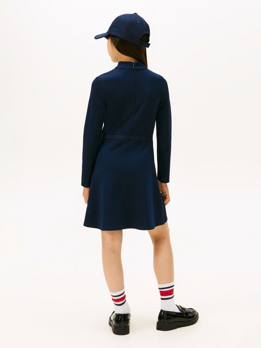 Dsiney Kidz - Tommy Hilfiger Blue Sparkle Logo Mock Neck Skater Dress image 2