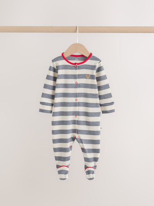 Blue Red Stripe Baby Sleepsuit 3 Pack (0mths-2yrs) image 2