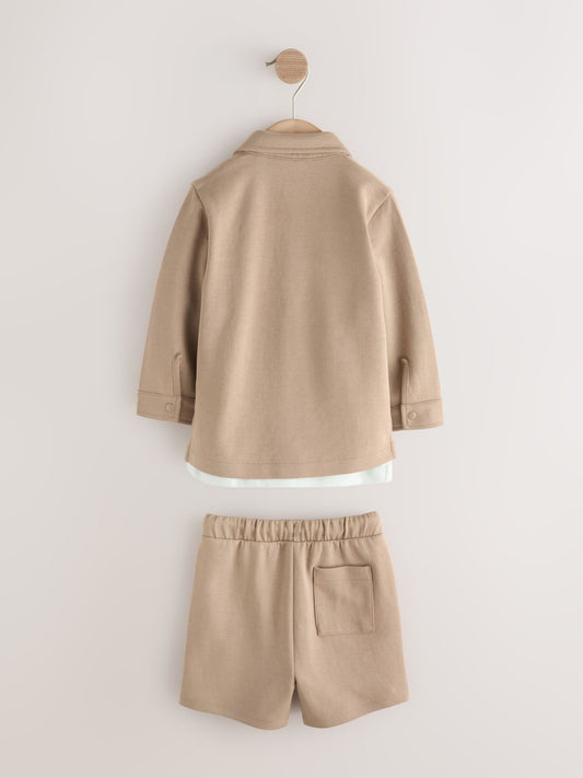Tan Brown Jersey Shirt T-Shirt and Shorts Set (3mths-7yrs) image 3