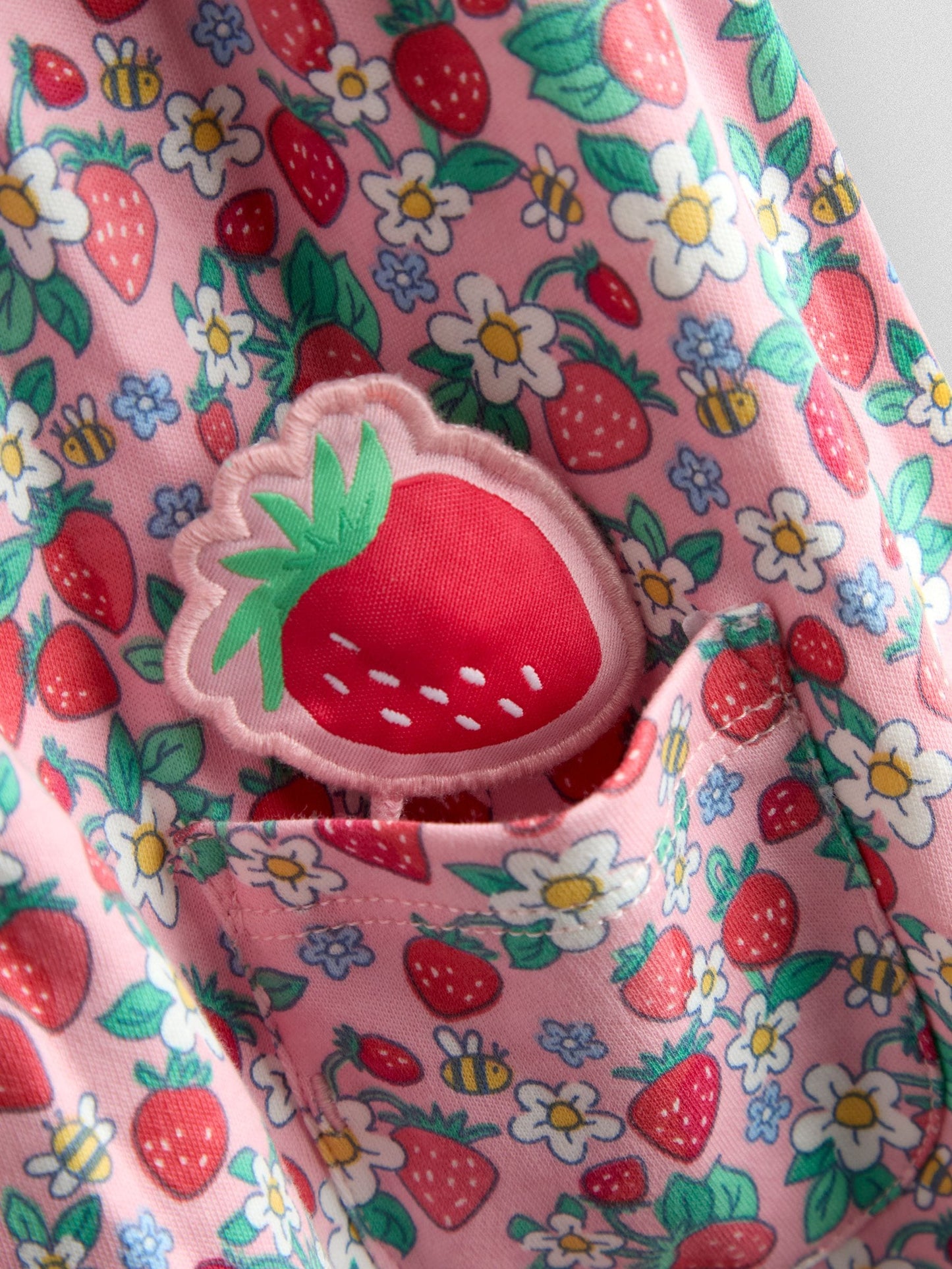 JoJo Maman Bébé Pink Strawberry Pet In Pocket Button Down Dress image 4