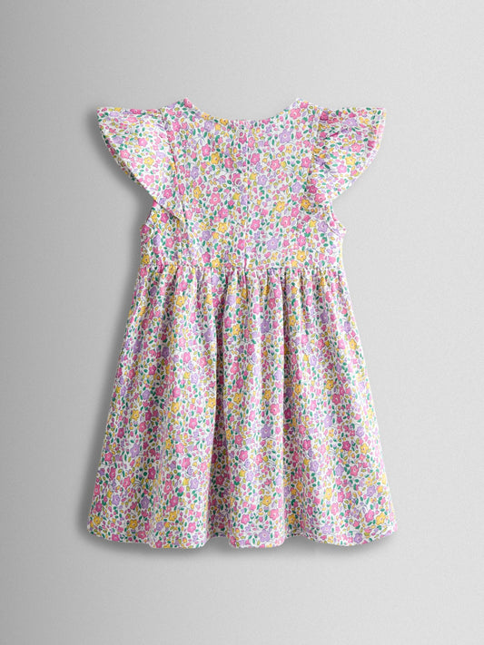 Dsiney Kidz - JoJo Maman Bébé Pink Ditsy Floral Ruffle Sleeve Dress image 2