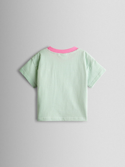 JoJo Maman Bébé Green Ice Cream Stripe Relaxed T-Shirt image 2