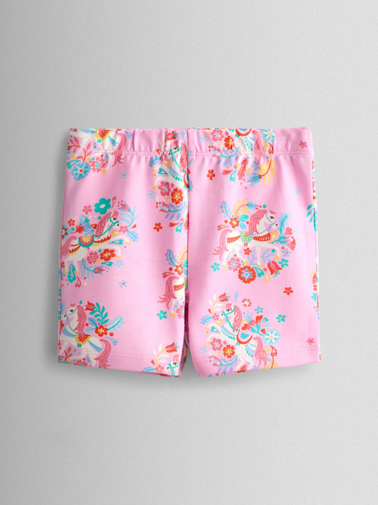 JoJo Maman Bébé Bright Pink Unicorn 2-Pack Cycle Shorts image 2
