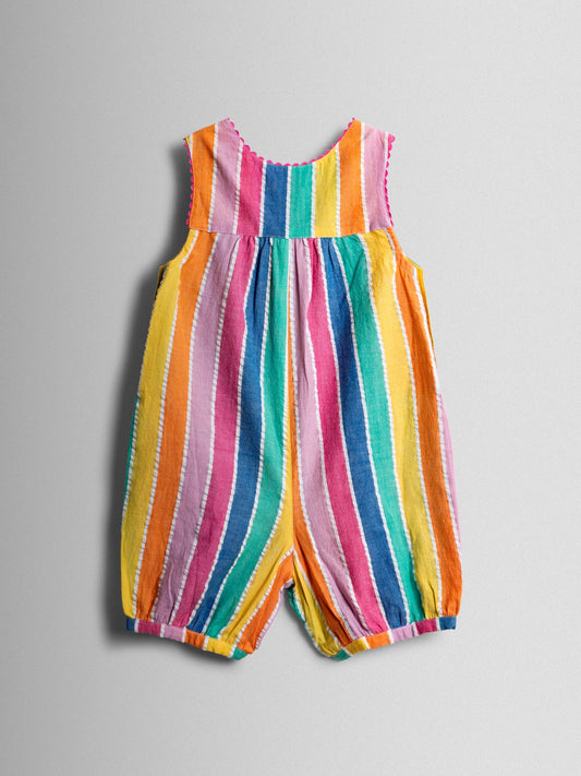 JoJo Maman Bébé Rainbow Multi Stripe Dungaree image 2