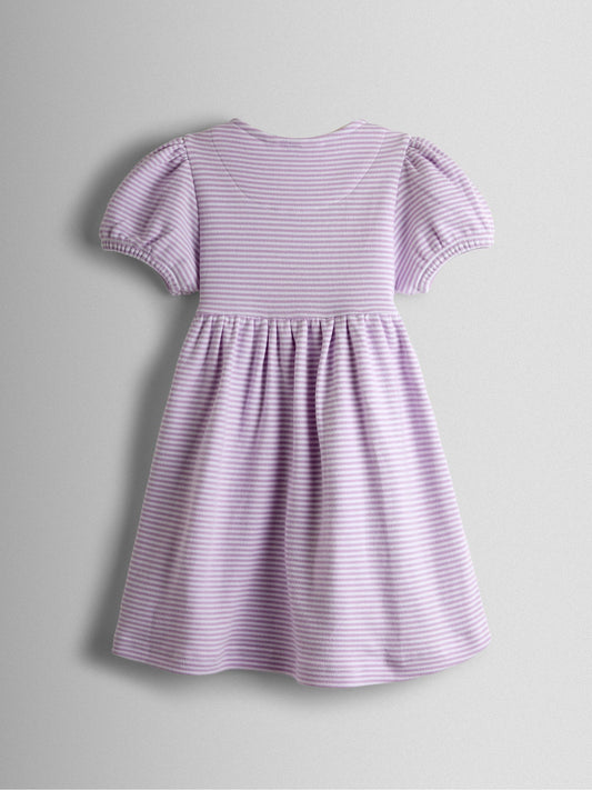 Dsiney Kidz - JoJo Maman Bébé Lilac Purple Fairy Picnic Appliqué Puff Sleeve Button Front Dress image 2