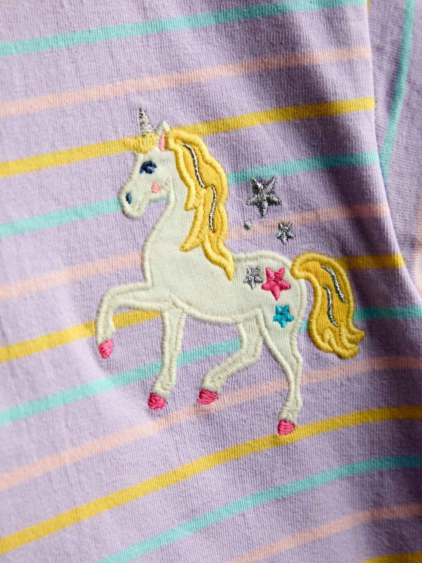 Dsiney Kidz - JoJo Maman Bébé Lilac Purple Unicorn Stripe Relaxed T-Shirt image 3