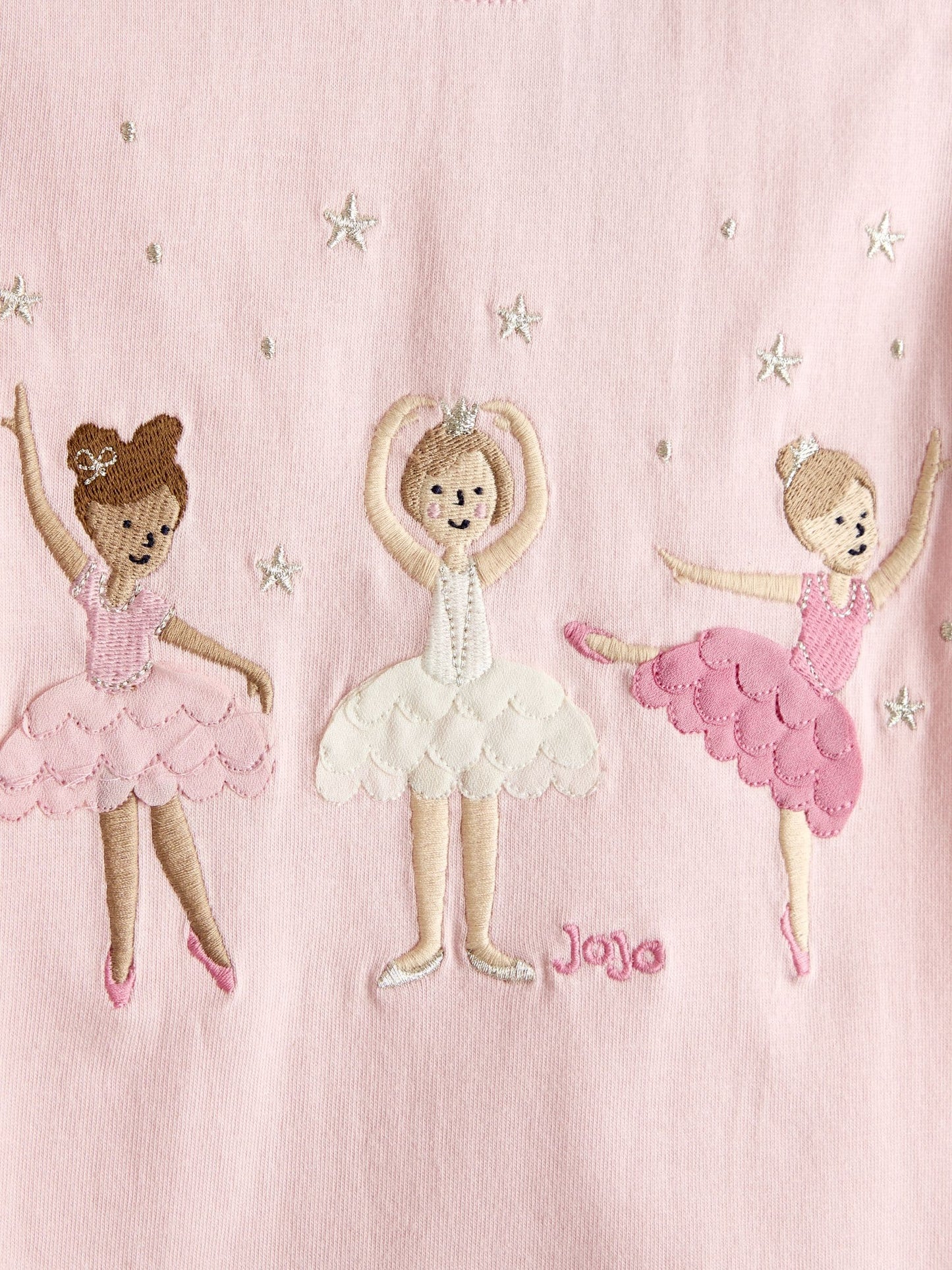 Dsiney Kidz - JoJo Maman Bébé Pink Ballerina Appliqué Frill Shoulder T-Shirt image 3