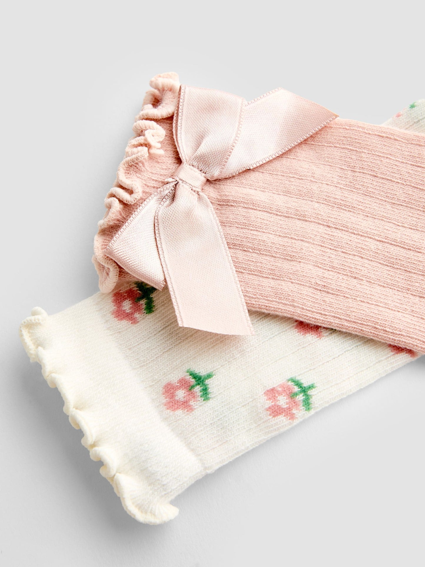 JoJo Maman Bébé Pink 2-Pack Ditsy Floral Knee High Socks image 4