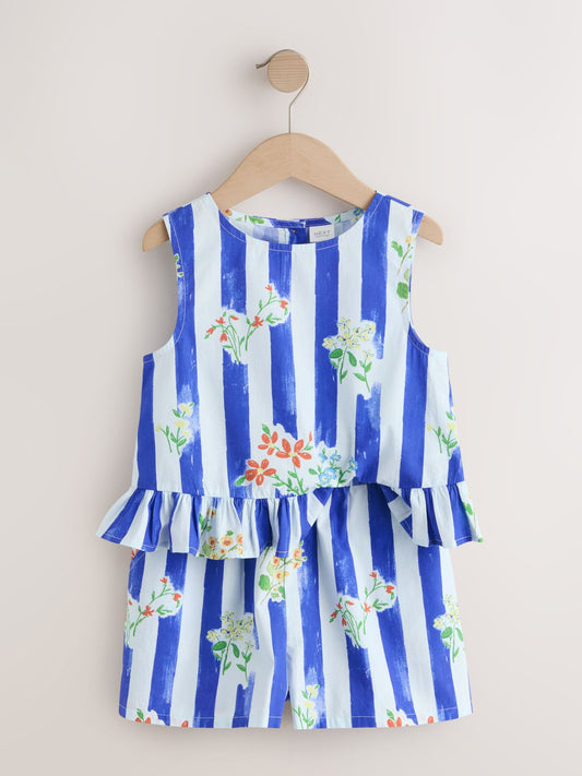 Dsiney Kidz - Blue Stripe Peplum Blouse and Shorts Set (3-16yrs) image 2